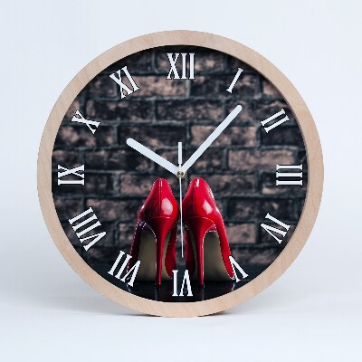 Horloge bois originale Épingles rouges