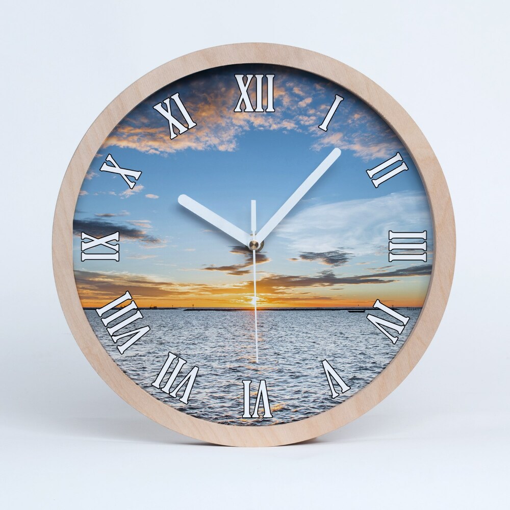 Horloge murale bois Crépuscule au bord de la mer