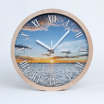 Horloge murale bois Crépuscule au bord de la mer