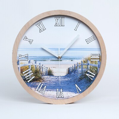 Horloge murale bois Dunes en bord de mer