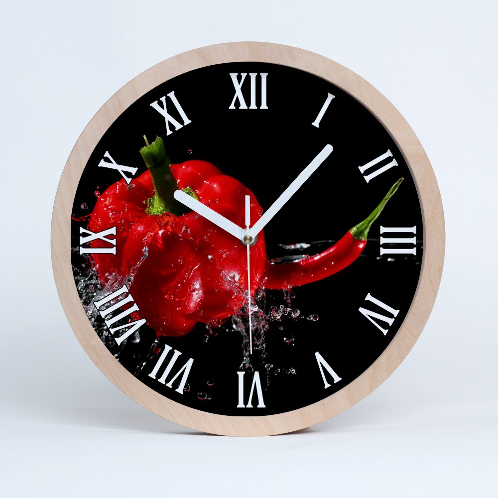 Horloge en bois murale Poivrons rouges