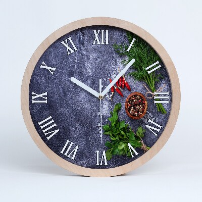 Horloge bois originale Herbes et épices
