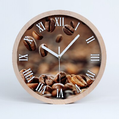 Horloge murale bois design Grains de café