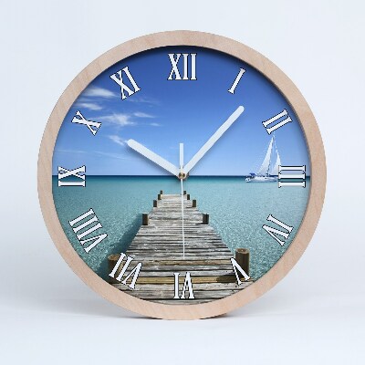 Horloge ronde en bois Jetée en bois