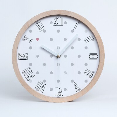 Horloge bois originale Points et cœurs