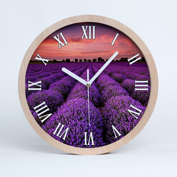 Horloge bois Champ de lavande