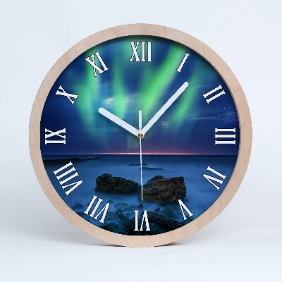 Horloge bois originale Aurore boréale
