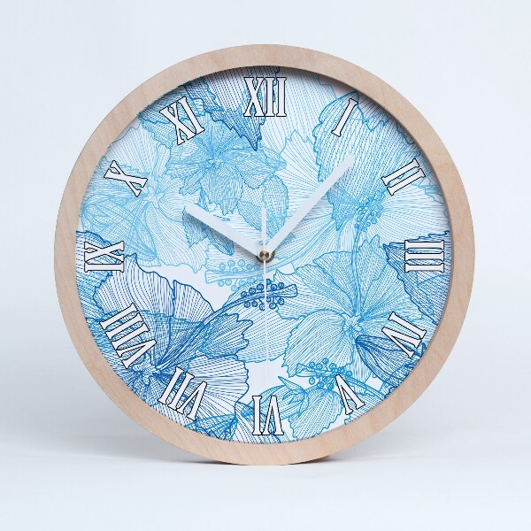 Horloge murale décorative bois Fleurs hawaïennes