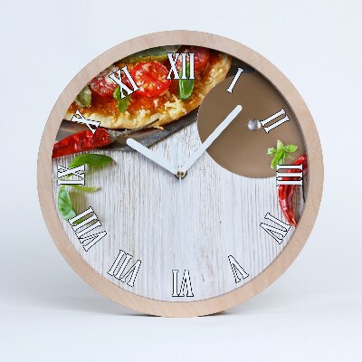 Horloge murale décorative bois Pizza