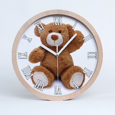 Horloge en bois murale Ours en peluche