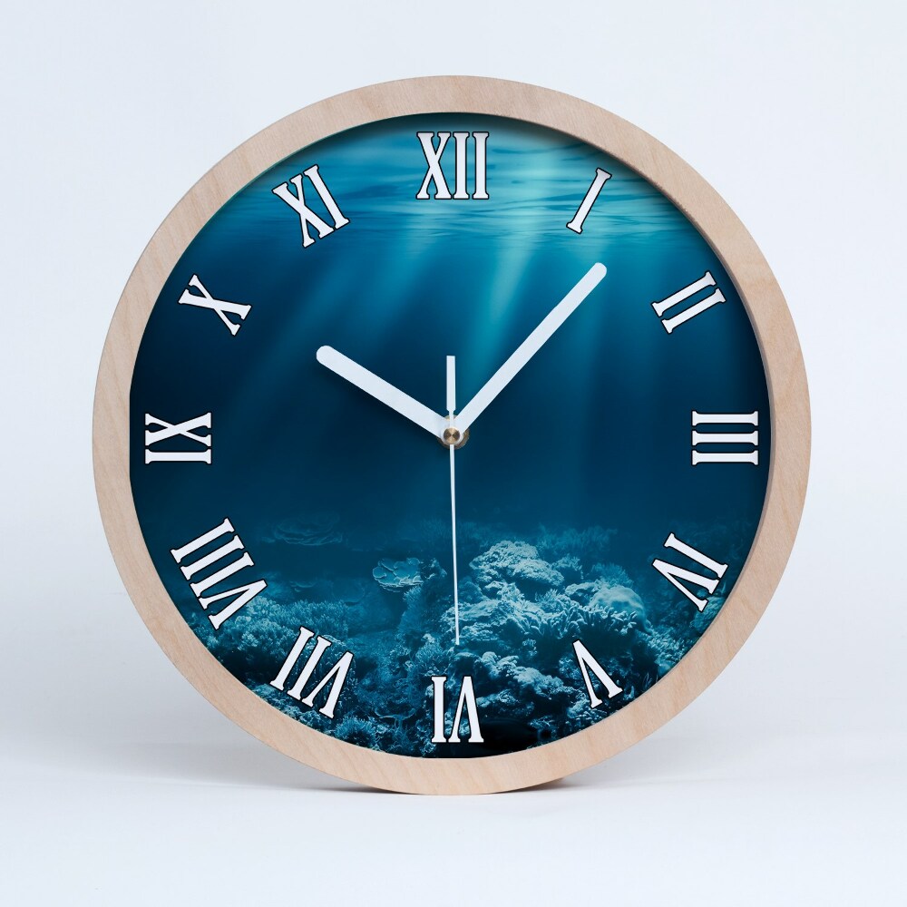 Horloge murale bois Monde sous-marin