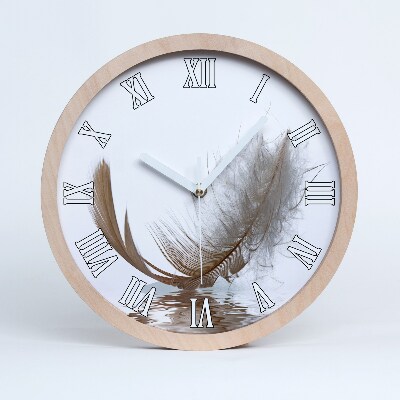 Horloge murale bois design Plume sur l'eau