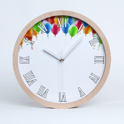 Horloge murale en bois Ballons colorés