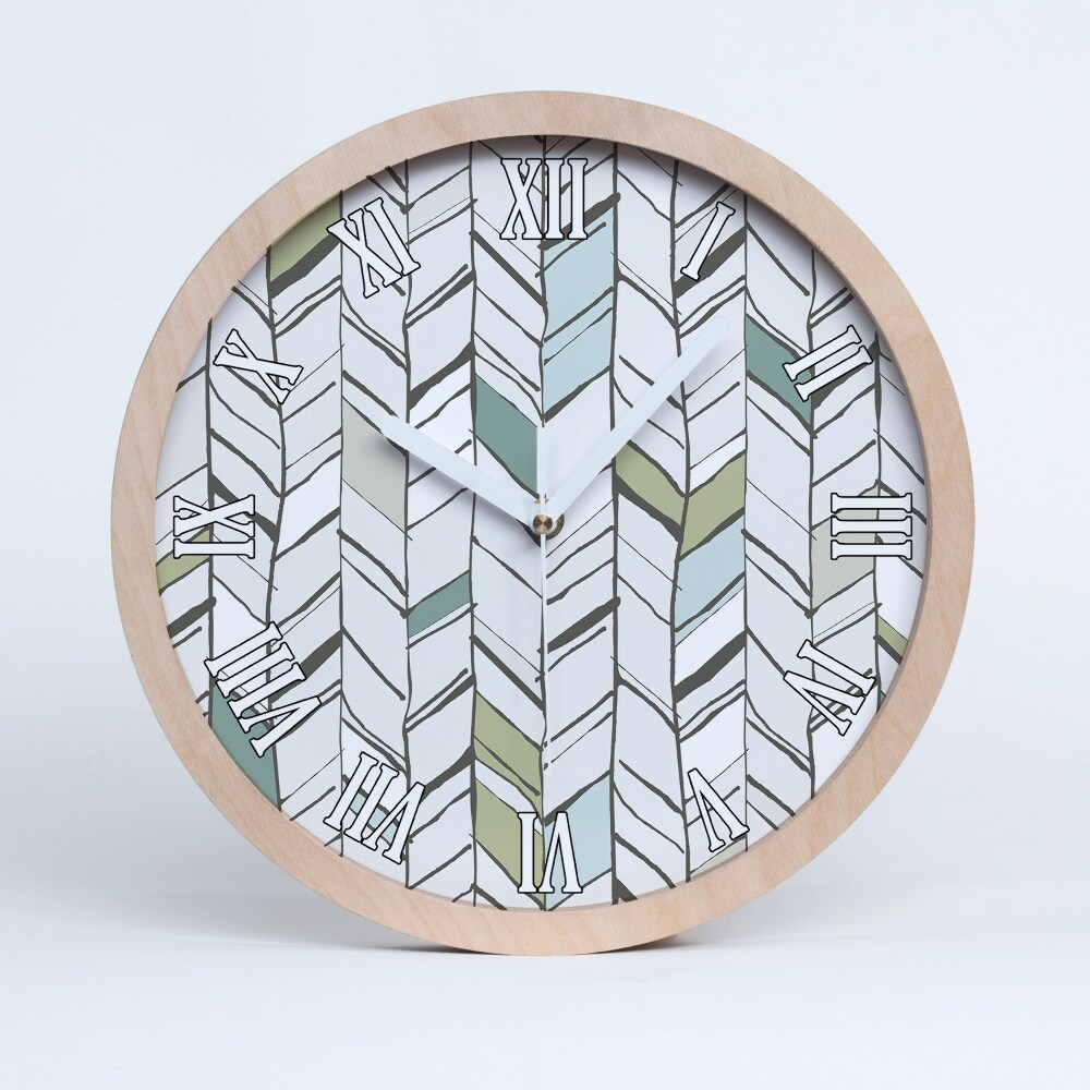 Horloge murale décorative bois Motif à chevrons