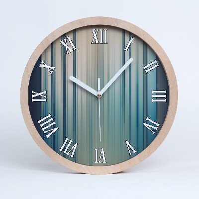 Horloge ronde en bois Rayures bleues
