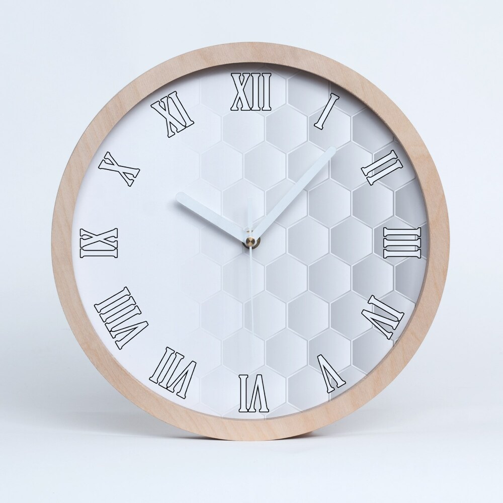 Horloge bois Fond d'hexagones
