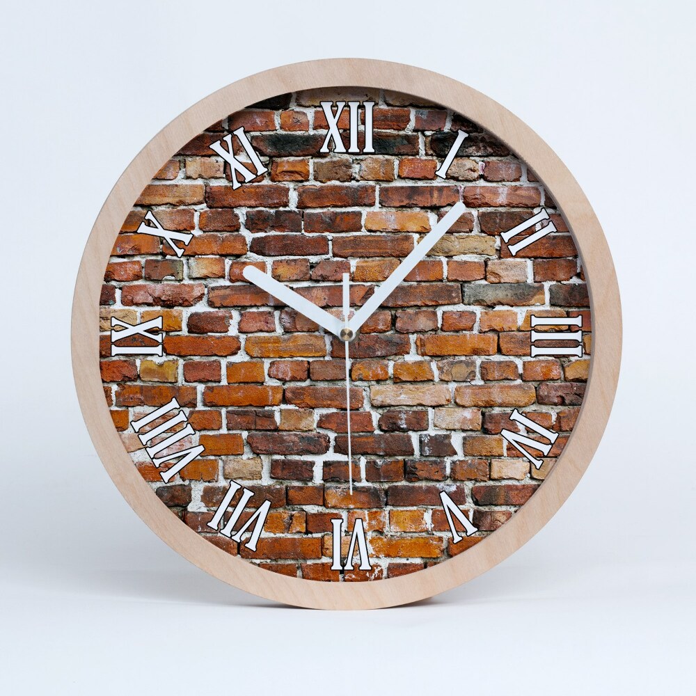 Horloge en bois murale Mur de briques