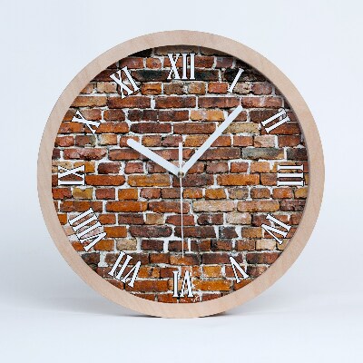Horloge en bois murale Mur de briques