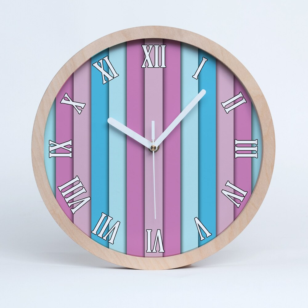 Horloge bois Rayures colorées