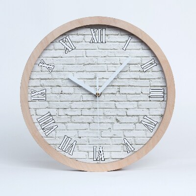 Horloge ronde en bois Mur de briques