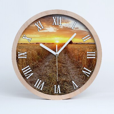 Horloge murale bois Champ de blé