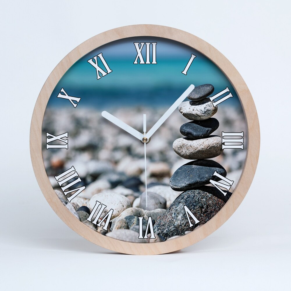 Horloge murale bois Pile de pierres