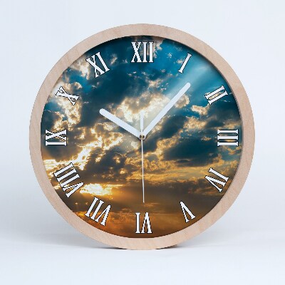 Horloge murale bois design Ciel couchant