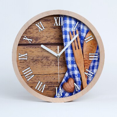 Horloge murale en bois Couverts en bois