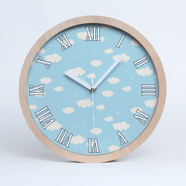 Horloge bois Nuages