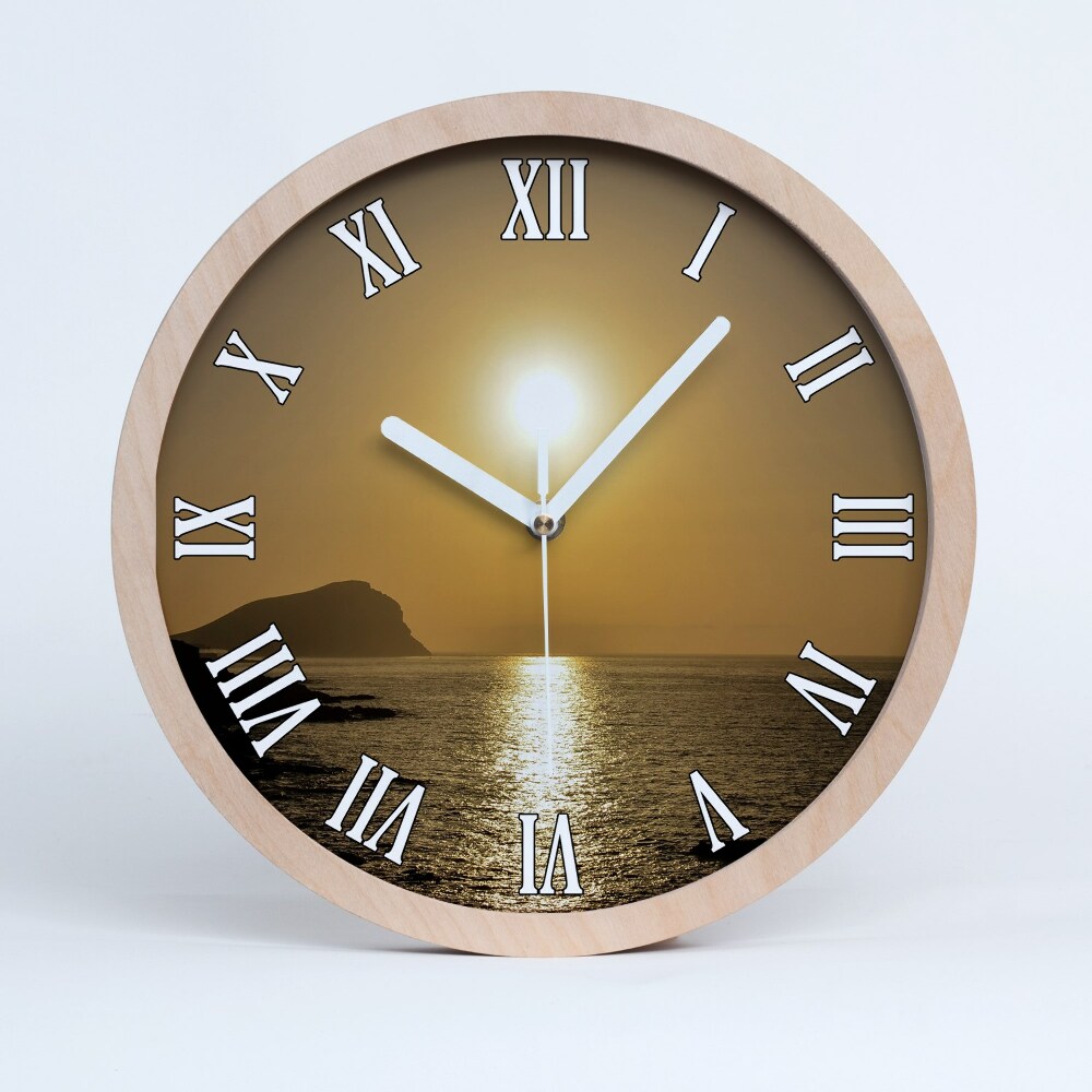 Horloge murale décorative bois Coucher de soleil sur la mer