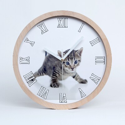 Horloge murale en bois Petit chat