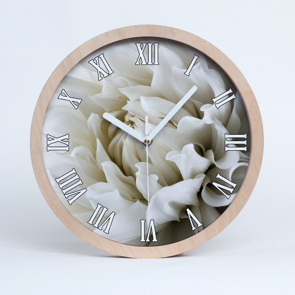 Horloge ronde en bois Dahlia blanc