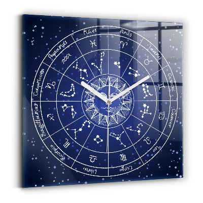 Horloge carrée en verre Les constellations du zodiaque