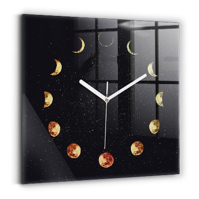 Horloge carrée en verre Phases de la lune