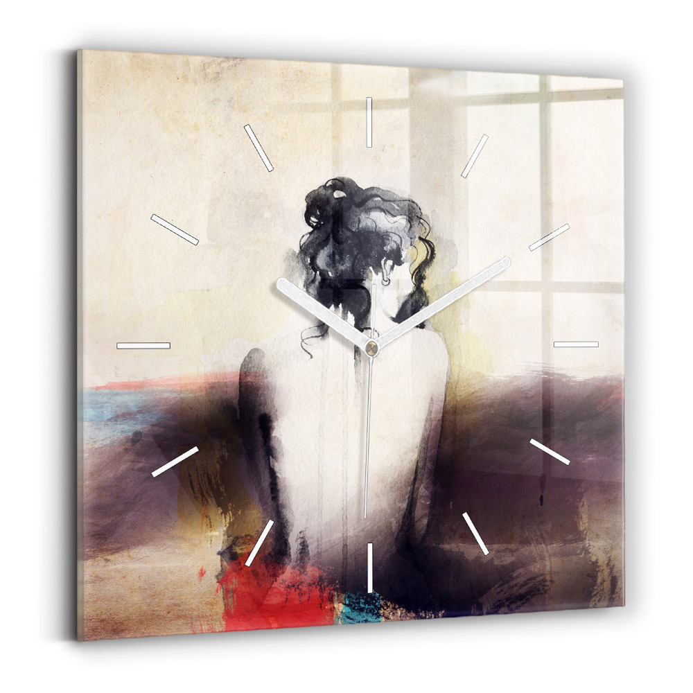 Horloge murale carrée Portrait abstrait d'une femme