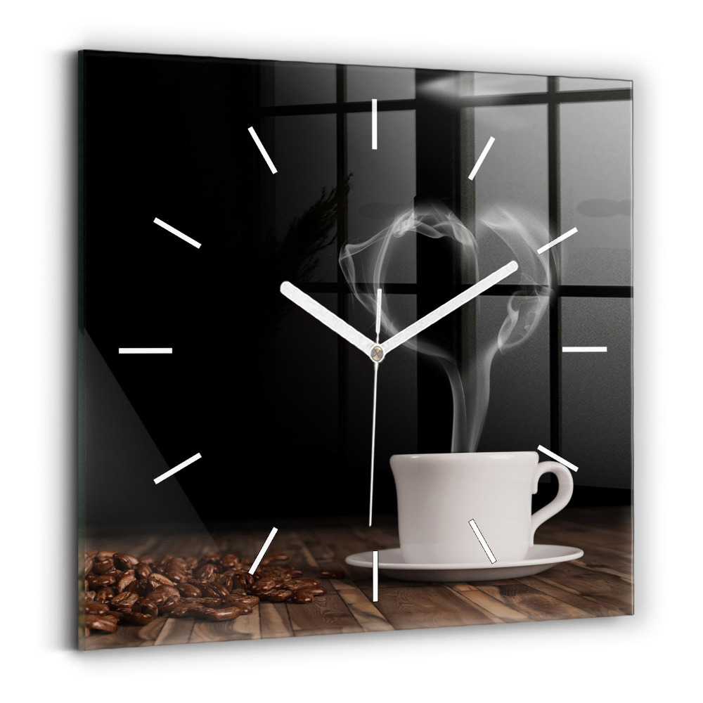 Horloge murale carrée Tasse de café chaud