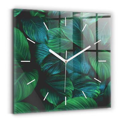 Horloge carrée en verre Feuilles de la nature