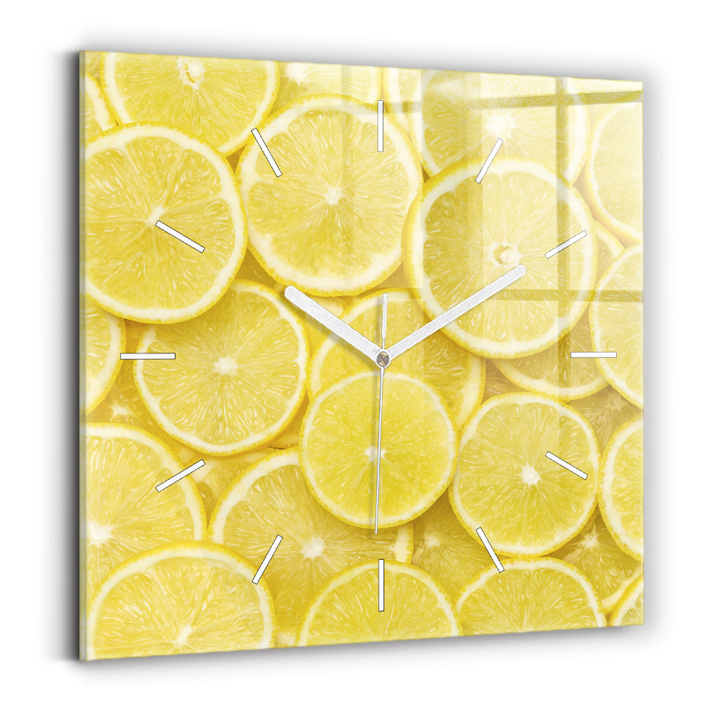 Pendule carrée en verre Tranches de citron