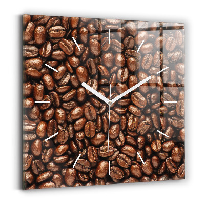 Horloge carrée en verre Grains de café