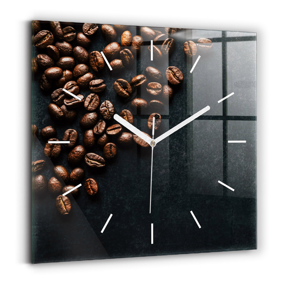 Horloge murale carrée Grains de café