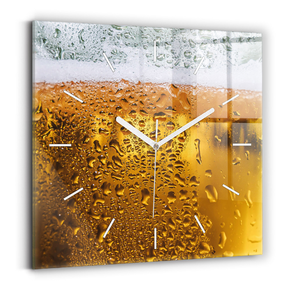 Horloge carrée en verre Chope de bière