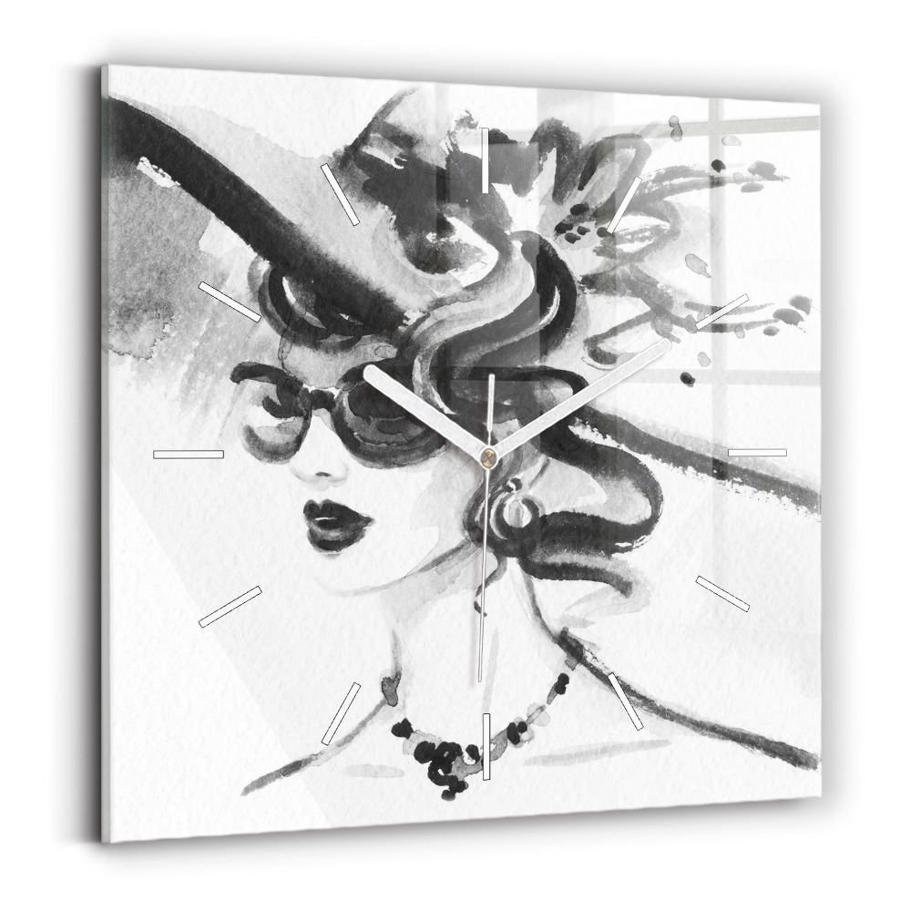 Horloge murale carrée Femme à la mode
