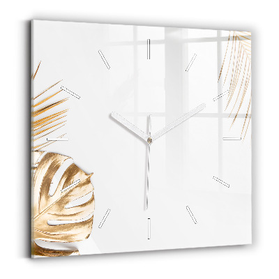 Horloge carrée en verre Feuilles tropicales