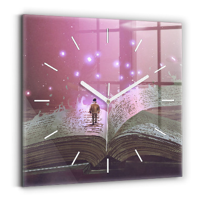 Pendule carrée en verre Abstraction livresque