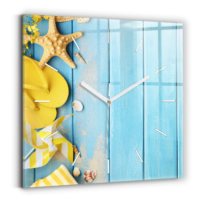 Horloge murale carrée Accessoires de plage et planches