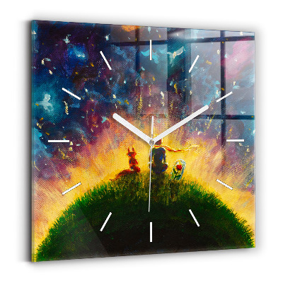 Horloge carrée en verre Petit prince abstrait
