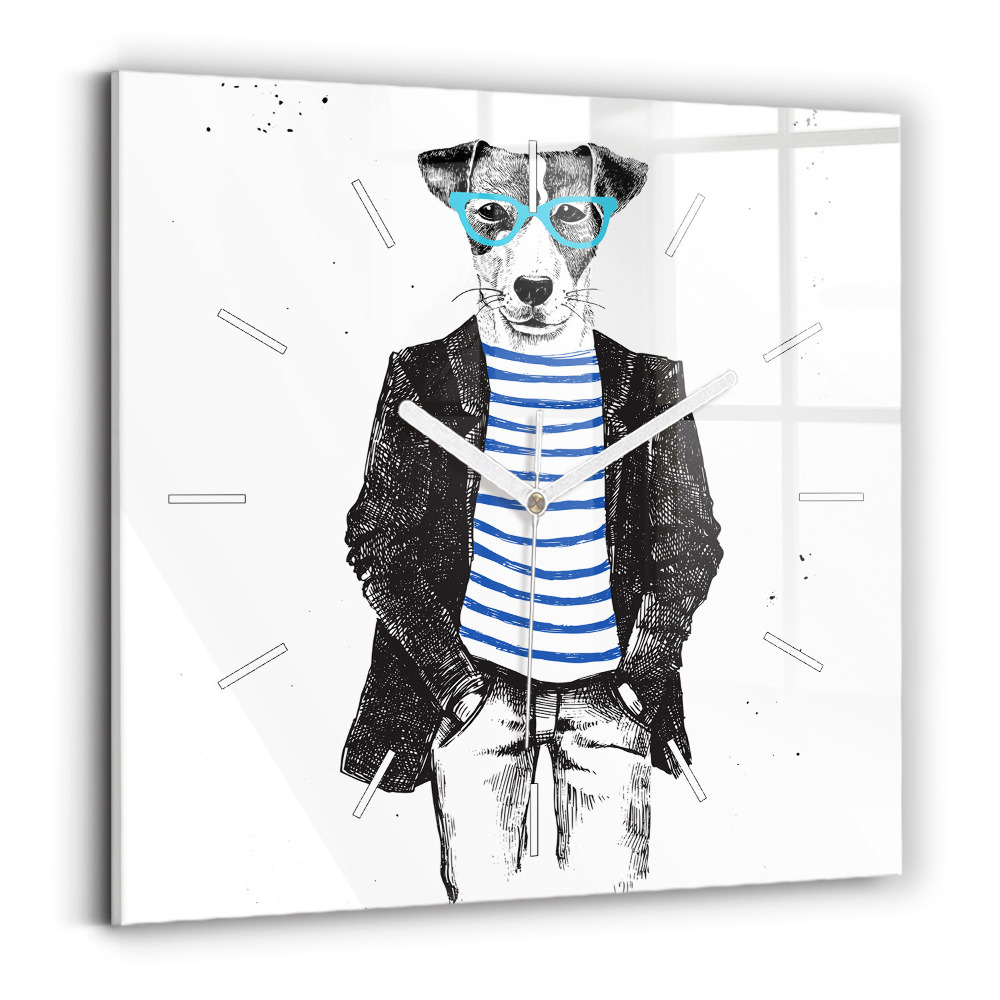 Horloge carrée en verre Chien dans un corps humain