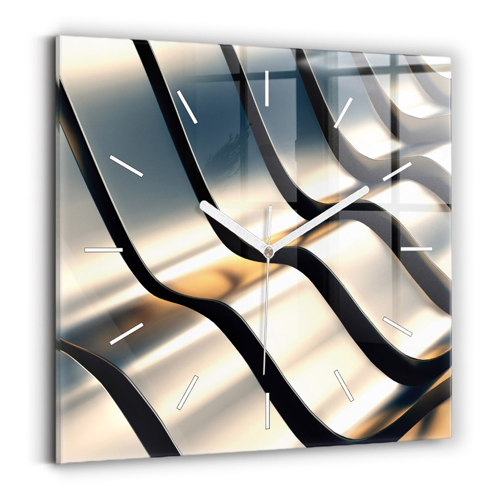 Pendule carrée en verre Motif argenté