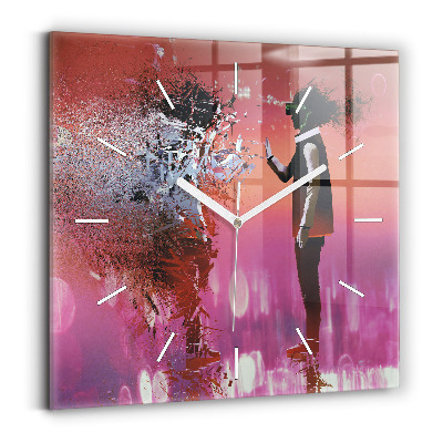 Pendule carrée en verre Cyberespace