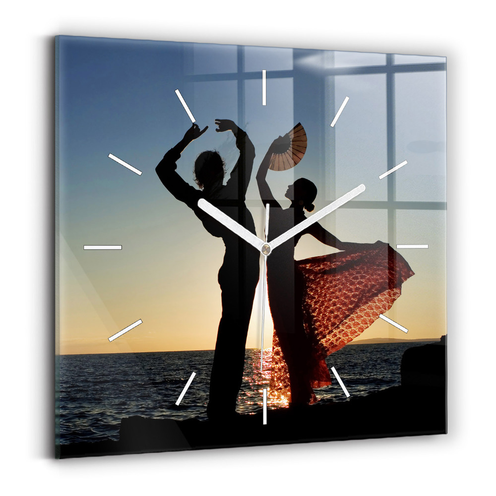 Horloge murale carrée Danse espagnole en mer